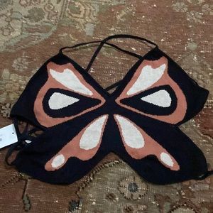 Another Girl black butterfly top NWT size S